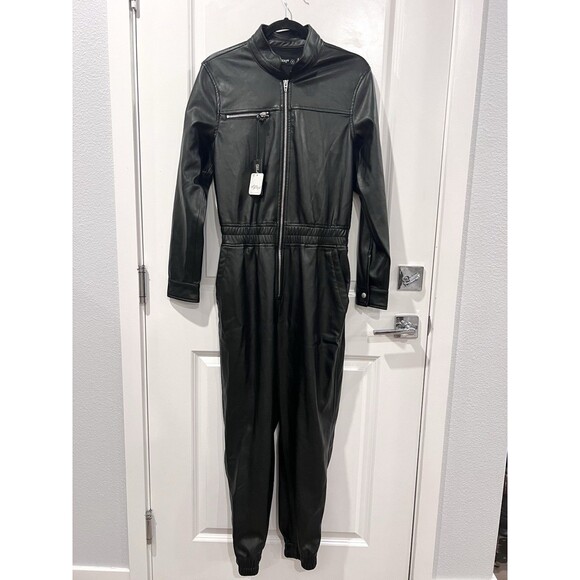 BlankNYC x Free People Black Vegan Leather Jumpsuit With Elastic Waist Medium - Picture 3 of 12